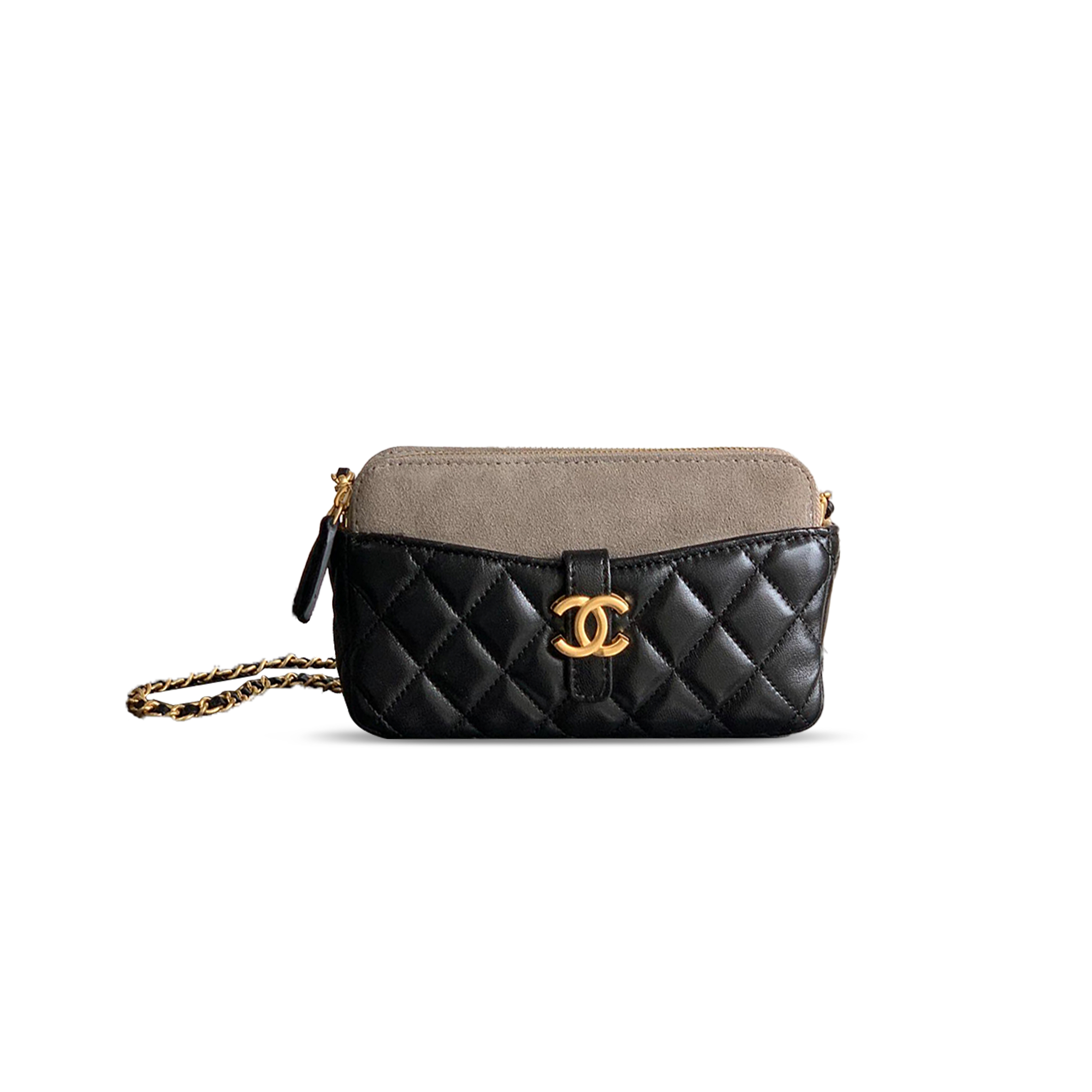 Ch*el zipped phone holder with chain ap4743 b20682 (17.5*10*3cm)